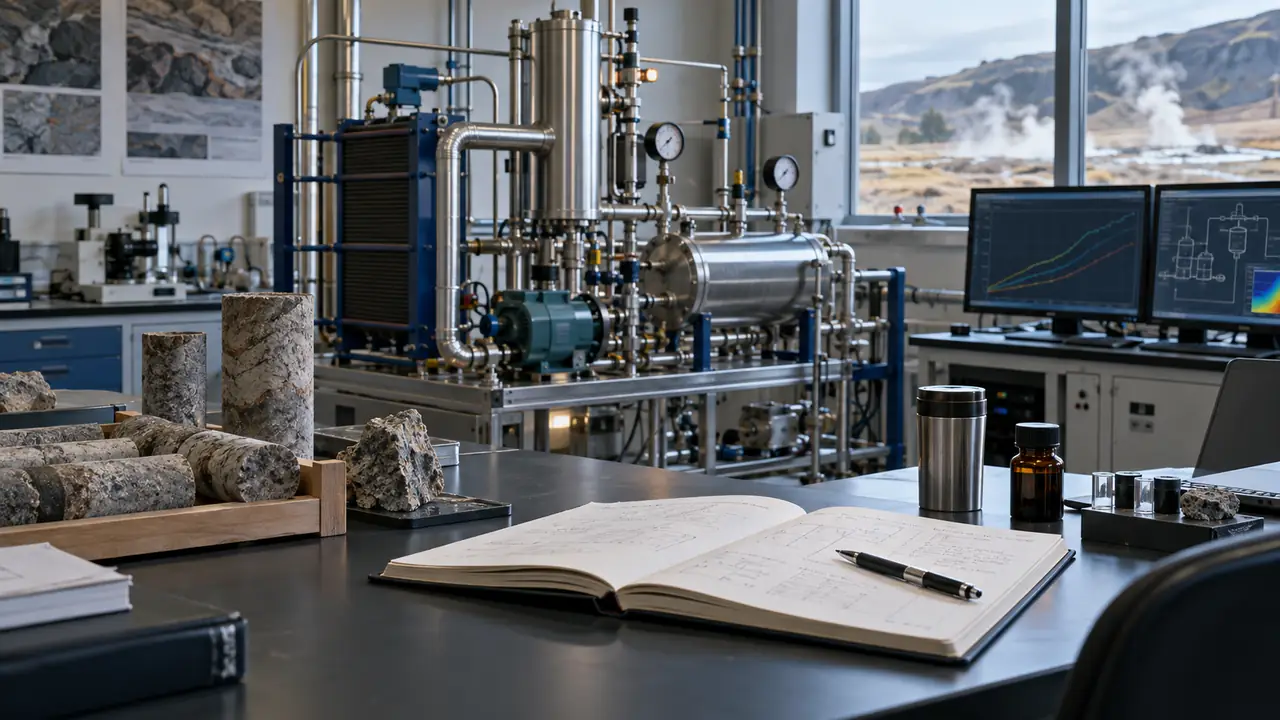 Renewable-energy engineering laboratory with Organic Rankine Cycle equipment and geothermal rock samples